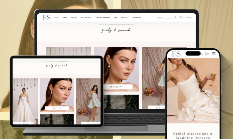 Responsive view of the Fritz & Sarah website on multiple devices.