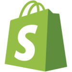 Shopify logo featuring a white 'S' on a green shopping bag icon.