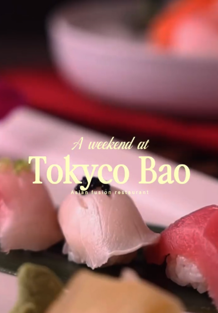 Close-up of assorted nigiri sushi at Tokyco Bao fusion restaurant.